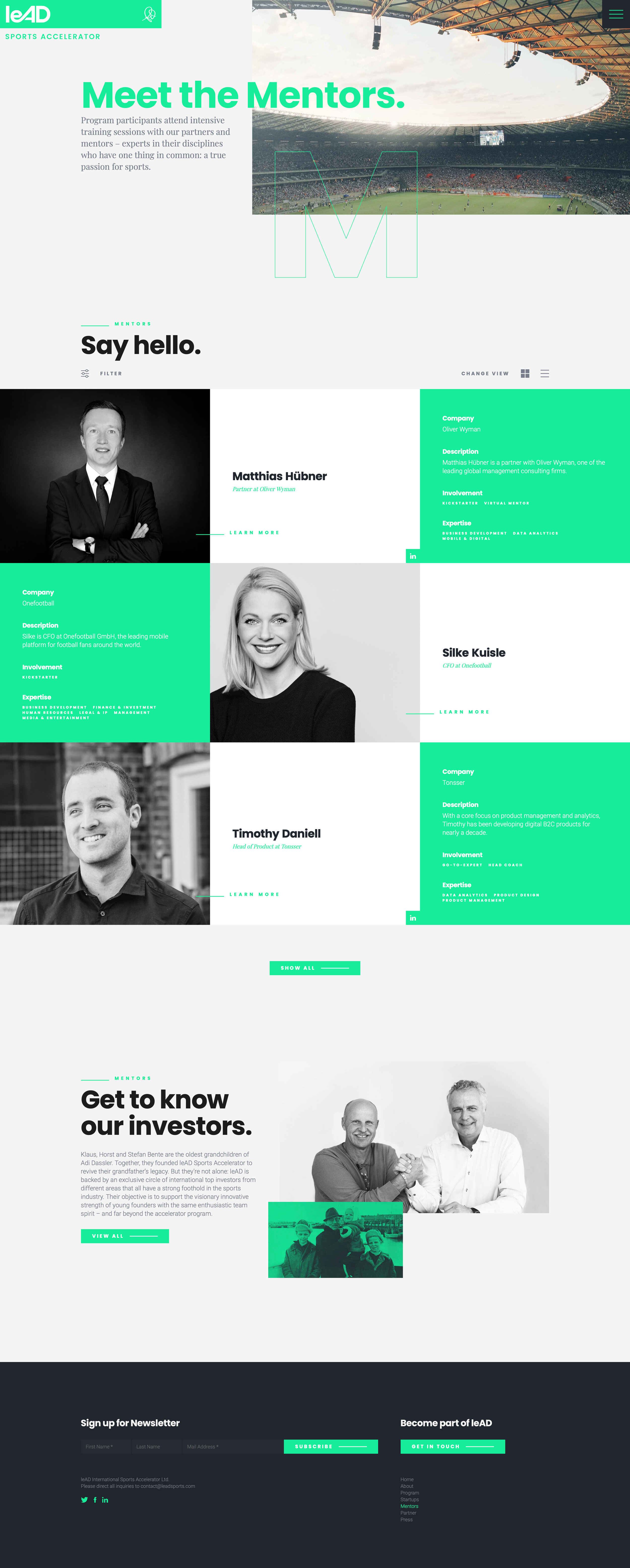 leAD: Webdesign of Mentors page, Desktop breakpoint