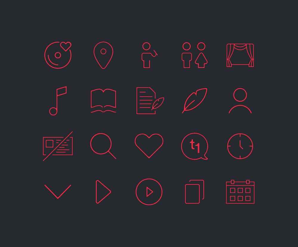 takt1: Presentation of icon set, Red on black