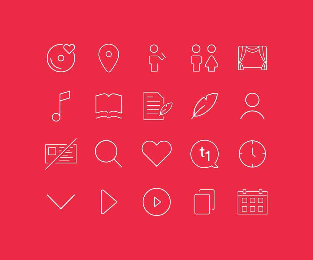 takt1: Presentation of icon set, White on red